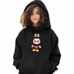 Fashion, accesorii si bijuterii - Copii - Imbracaminte copii - Pulovere si hanorace copii - Hanorac Copii Fete Labubu Mickey Mouse, negru, marime XS Copii - Infinity.ro