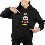 Fashion, accesorii si bijuterii - Copii - Imbracaminte copii - Pulovere si hanorace copii - Hanorac Copii Fete Labubu Mickey Mouse, negru, marime XS Copii - Infinity.ro