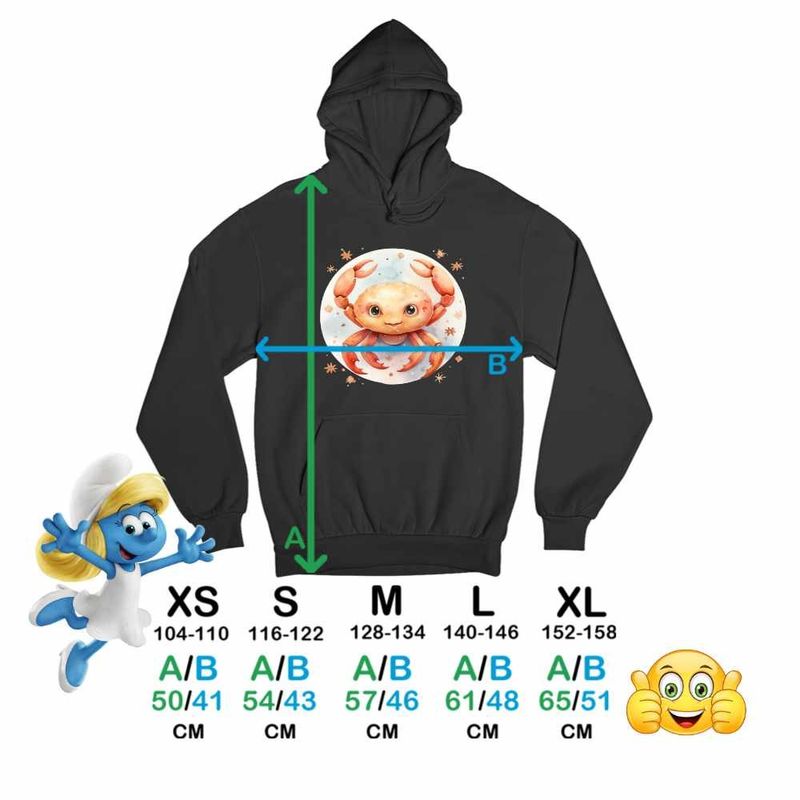 Fashion, accesorii si bijuterii - Copii - Imbracaminte copii - Pulovere si hanorace copii - Hanorac Copii Fete Rac Baby Zodiac Horoscop Cancer Astrologie, negru, marime XS Copii - Infinity.ro