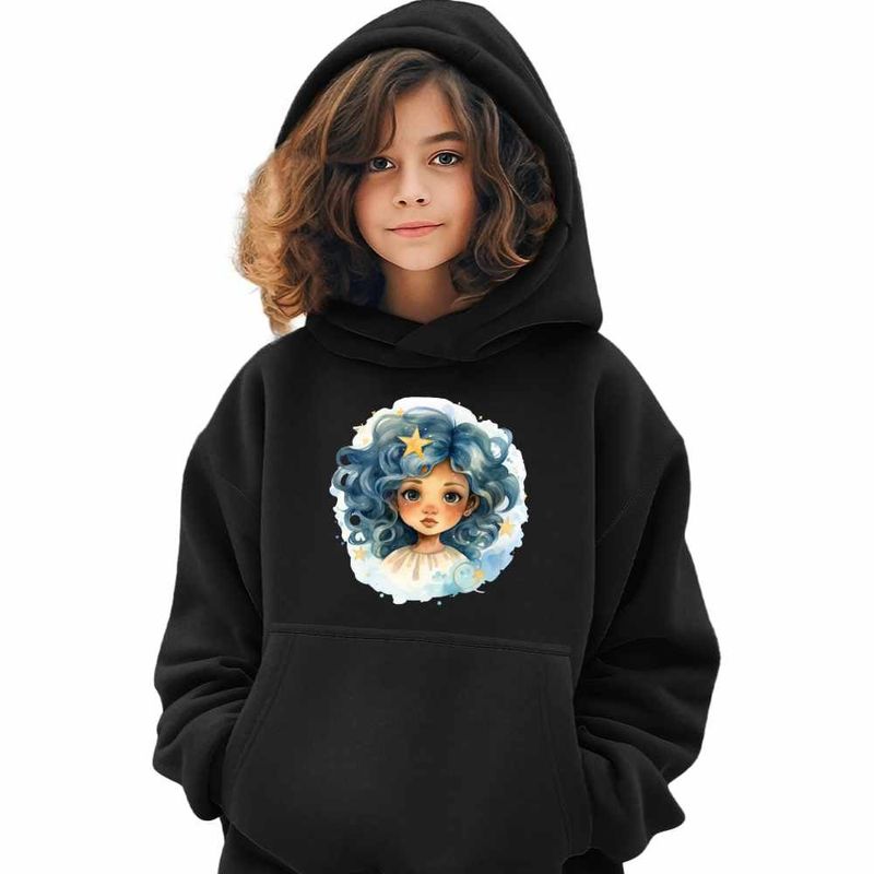 Fashion, accesorii si bijuterii - Copii - Imbracaminte copii - Pulovere si hanorace copii - Hanorac Copii Fete Fecioara Baby Zodiac Horoscop Virgo Astrologie, negru, marime XS Copii - Infinity.ro