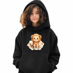 Fashion, accesorii si bijuterii - Copii - Imbracaminte copii - Pulovere si hanorace copii - Hanorac Copii Fete Leu Baby Zodiac Horoscop Leo Astrologie, negru, marime XS Copii - Infinity.ro