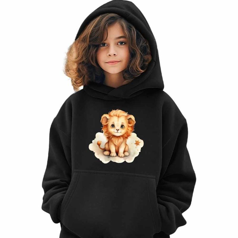 Fashion, accesorii si bijuterii - Copii - Imbracaminte copii - Pulovere si hanorace copii - Hanorac Copii Fete Leu Baby Zodiac Horoscop Leo Astrologie, negru, marime XS Copii - Infinity.ro