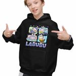 Fashion, accesorii si bijuterii - Copii - Imbracaminte copii - Pulovere si hanorace copii - Hanorac Copii Baieti Labubu Cute Baby, negru, marime XS Copii - Infinity.ro