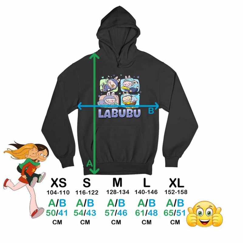 Fashion, accesorii si bijuterii - Copii - Imbracaminte copii - Pulovere si hanorace copii - Hanorac Copii Baieti Labubu Cute Baby, negru, marime XS Copii - Infinity.ro