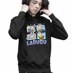 Fashion, accesorii si bijuterii - Copii - Imbracaminte copii - Pulovere si hanorace copii - Hanorac Copii Baieti Labubu Cute Baby, negru, marime XS Copii - Infinity.ro