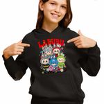 Fashion, accesorii si bijuterii - Copii - Imbracaminte copii - Pulovere si hanorace copii - Hanorac Copii Fete Labubu Supereroi Marvel, negru, marime XS Copii - Infinity.ro