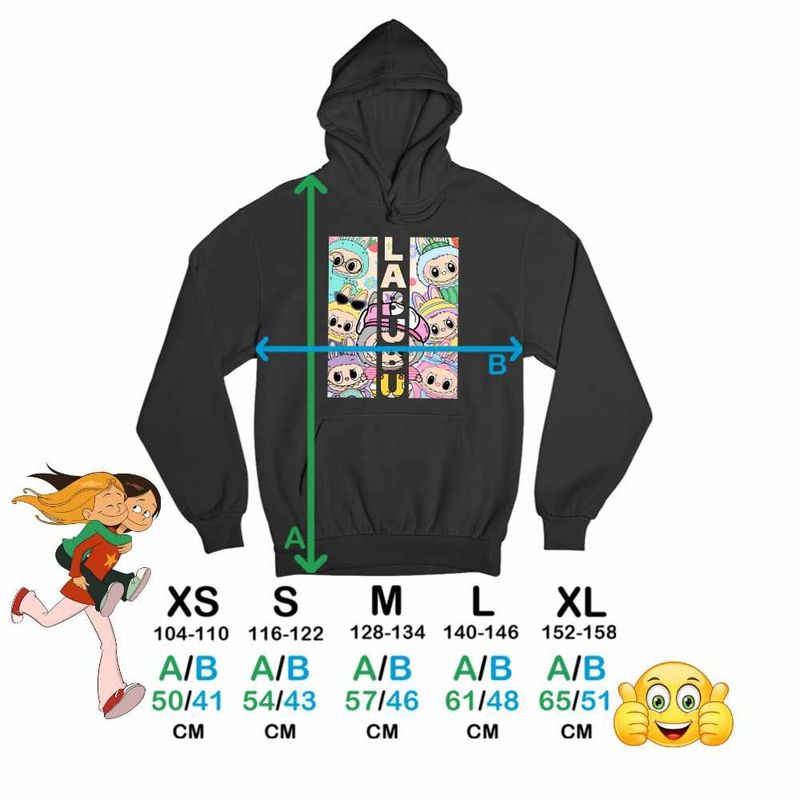 Fashion, accesorii si bijuterii - Copii - Imbracaminte copii - Pulovere si hanorace copii - Hanorac Copii Baieti Labubu Cool Party, negru, marime XS Copii - Infinity.ro