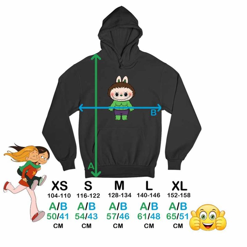 Fashion, accesorii si bijuterii - Copii - Imbracaminte copii - Pulovere si hanorace copii - Hanorac Copii Baieti Labubu Hulk Marvel, negru, marime XS Copii - Infinity.ro