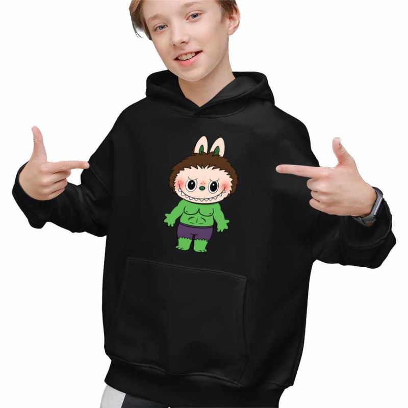 Fashion, accesorii si bijuterii - Copii - Imbracaminte copii - Pulovere si hanorace copii - Hanorac Copii Baieti Labubu Hulk Marvel, negru, marime XS Copii - Infinity.ro