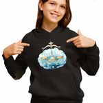 Fashion, accesorii si bijuterii - Copii - Imbracaminte copii - Pulovere si hanorace copii - Hanorac Copii Fete Balanta Baby Zodiac Horoscop Libra Astrologie, negru, marime XS Copii - Infinity.ro