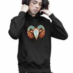 Fashion, accesorii si bijuterii - Copii - Imbracaminte copii - Pulovere si hanorace copii - Hanorac Copii Baieti Berbec Zodiac Horoscop Aries Mandala Astrologie, negru, marime XS Copii - Infinity.ro