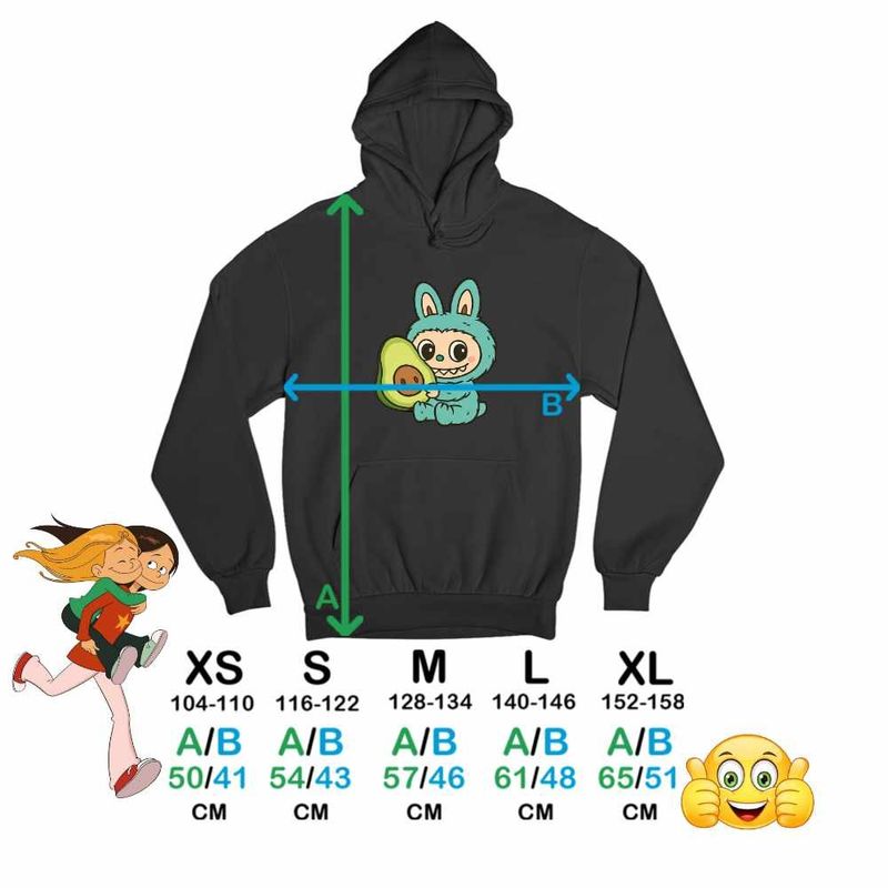 Fashion, accesorii si bijuterii - Copii - Imbracaminte copii - Pulovere si hanorace copii - Hanorac Copii Baieti Labubu Avocado, negru, marime XS Copii - Infinity.ro