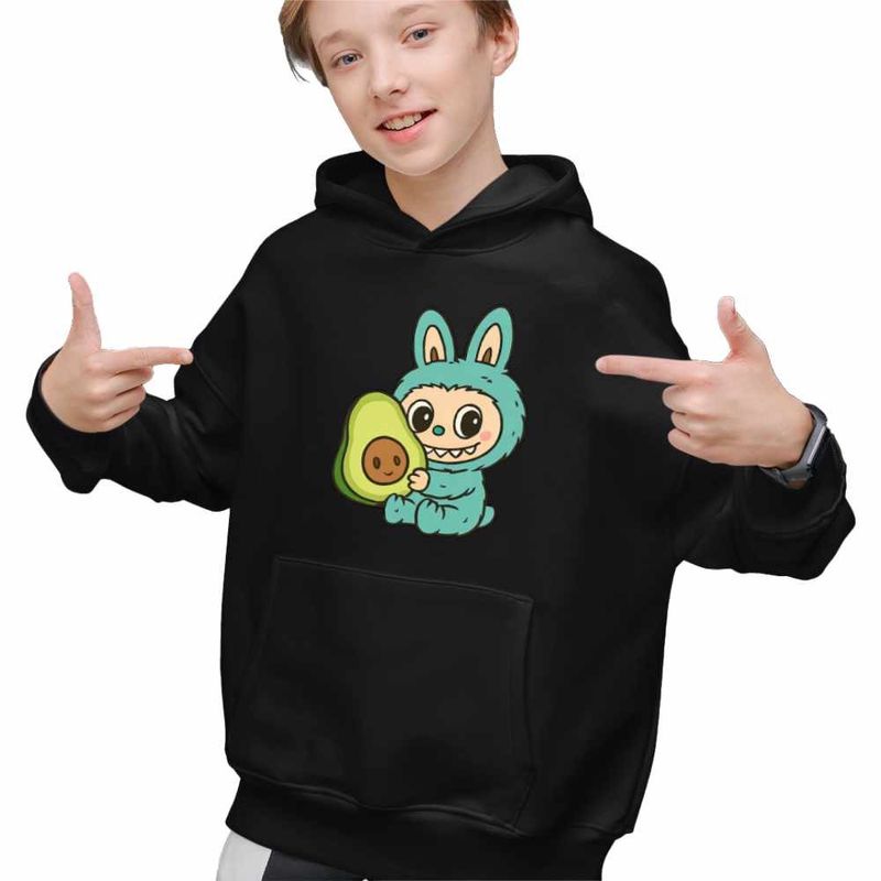 Fashion, accesorii si bijuterii - Copii - Imbracaminte copii - Pulovere si hanorace copii - Hanorac Copii Baieti Labubu Avocado, negru, marime XS Copii - Infinity.ro