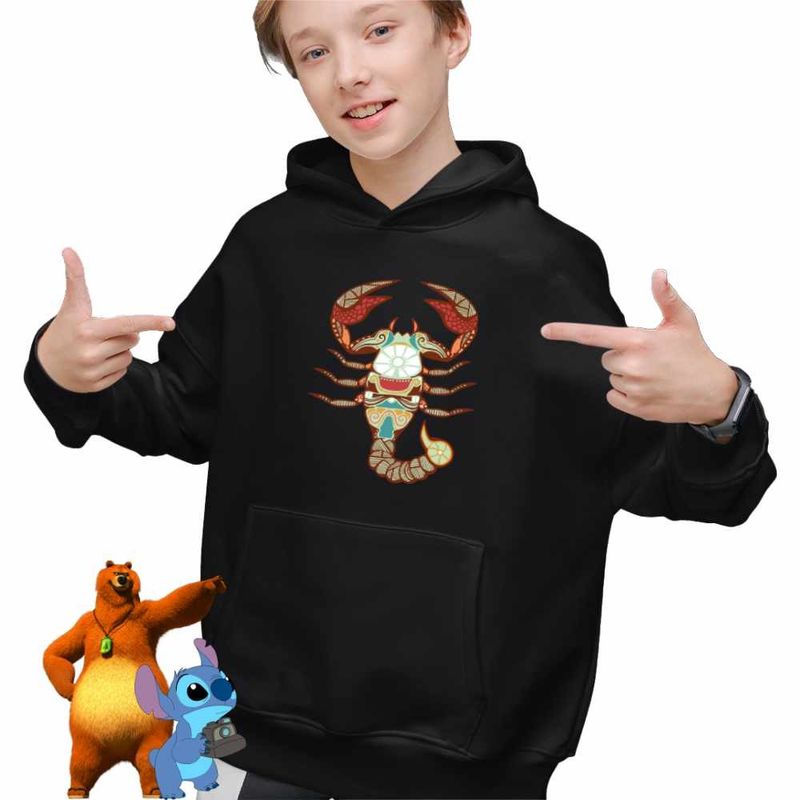 Fashion, accesorii si bijuterii - Copii - Imbracaminte copii - Pulovere si hanorace copii - Hanorac Copii Baieti Scorpion Zodiac Horoscop Scorpio Mandala Astrologie, negru, marime XS Copii - Infinity.ro