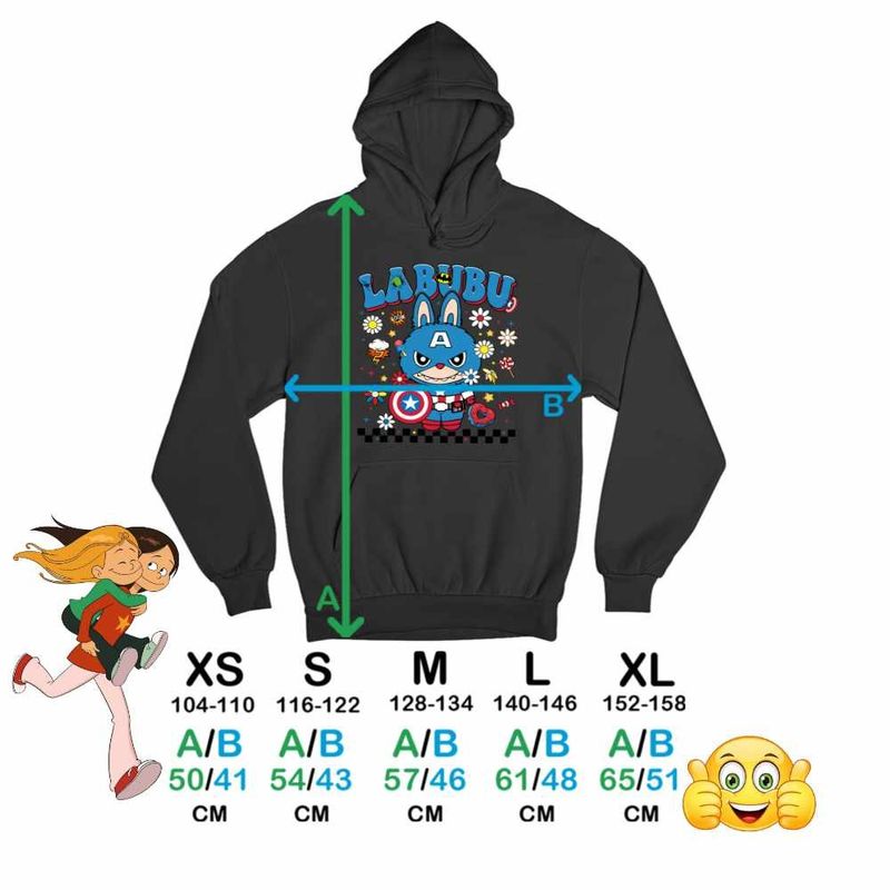 Fashion, accesorii si bijuterii - Copii - Imbracaminte copii - Pulovere si hanorace copii - Hanorac Copii Baieti Labubu Captain America, negru, marime XS Copii - Infinity.ro