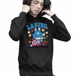 Fashion, accesorii si bijuterii - Copii - Imbracaminte copii - Pulovere si hanorace copii - Hanorac Copii Baieti Labubu Captain America, negru, marime XS Copii - Infinity.ro