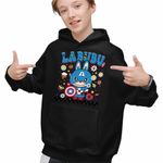 Fashion, accesorii si bijuterii - Copii - Imbracaminte copii - Pulovere si hanorace copii - Hanorac Copii Baieti Labubu Captain America, negru, marime XS Copii - Infinity.ro
