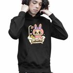Fashion, accesorii si bijuterii - Copii - Imbracaminte copii - Pulovere si hanorace copii - Hanorac Copii Baieti Labubu Bathroom Cada, negru, marime XS Copii - Infinity.ro
