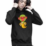Fashion, accesorii si bijuterii - Copii - Imbracaminte copii - Pulovere si hanorace copii - Hanorac Copii Baieti Cimpanzini Bananini Brainrot, negru, marime XS Copii - Infinity.ro