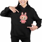 Fashion, accesorii si bijuterii - Copii - Imbracaminte copii - Pulovere si hanorace copii - Hanorac Copii Fete Labubu Heartbreak Dragobete Valentines Day Iubi, negru, marime XS Copii - Infinity.ro