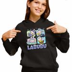 Fashion, accesorii si bijuterii - Copii - Imbracaminte copii - Pulovere si hanorace copii - Hanorac Copii Fete Labubu Cute Baby, negru, marime XS Copii - Infinity.ro