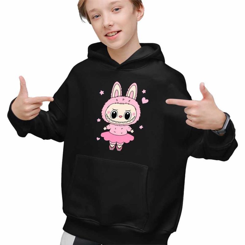 Fashion, accesorii si bijuterii - Copii - Imbracaminte copii - Pulovere si hanorace copii - Hanorac Copii Baieti Labubu Balerina Balet, negru, marime XS Copii - Infinity.ro