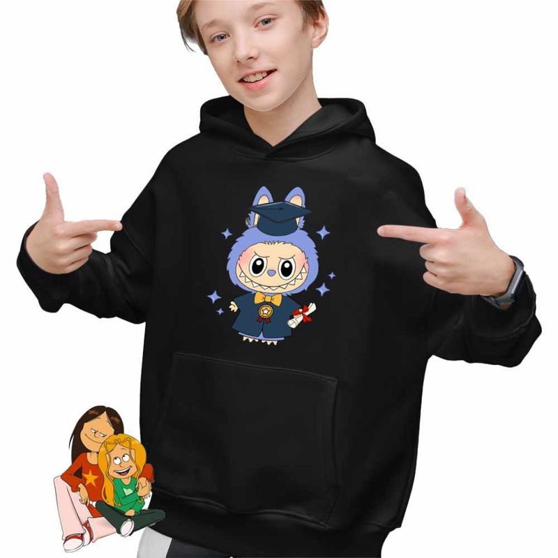 Fashion, accesorii si bijuterii - Copii - Imbracaminte copii - Pulovere si hanorace copii - Hanorac Copii Baieti Labubu Banchet Absolvire Graduate, negru, marime XS Copii - Infinity.ro