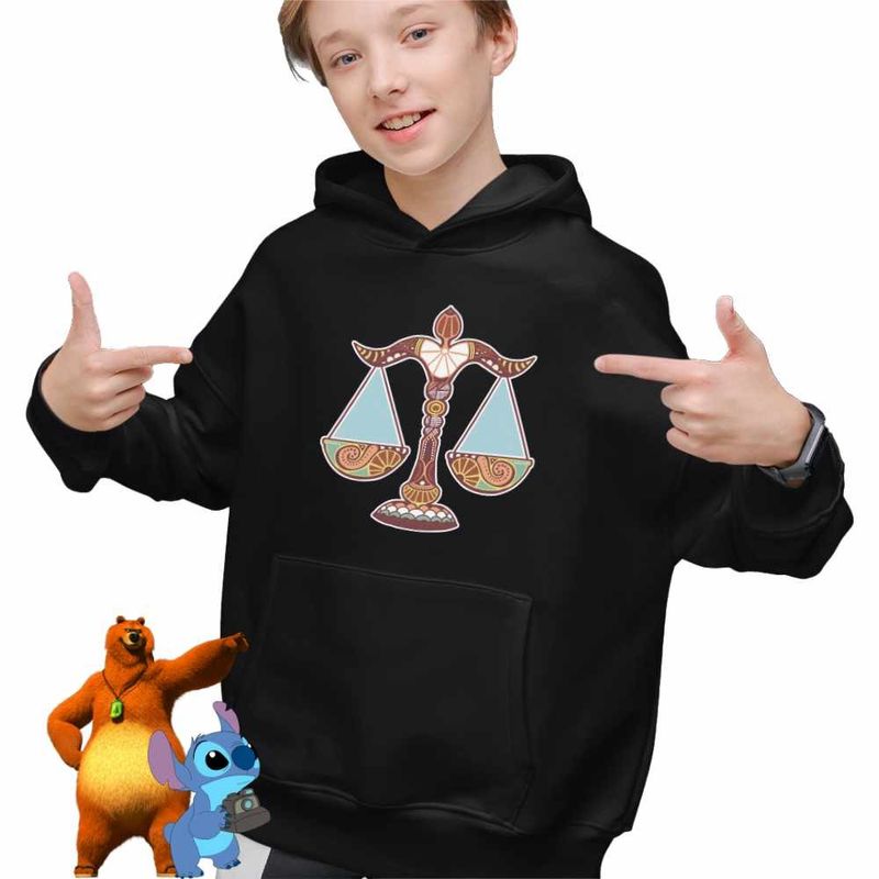 Fashion, accesorii si bijuterii - Copii - Imbracaminte copii - Pulovere si hanorace copii - Hanorac Copii Baieti Balanta Zodiac Horoscop Libra Mandala Astrologie, negru, marime XS Copii - Infinity.ro