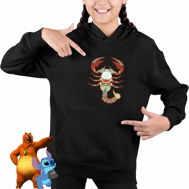 Fashion, accesorii si bijuterii - Copii - Imbracaminte copii - Pulovere si hanorace copii - Hanorac Copii Fete Scorpion Zodiac Horoscop Scorpio Mandala Astrologie, negru, marime XS Copii - Infinity.ro