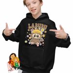 Fashion, accesorii si bijuterii - Copii - Imbracaminte copii - Pulovere si hanorace copii - Hanorac Copii Baieti Labubu Nerd Power, negru, marime XS Copii - Infinity.ro