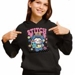 Fashion, accesorii si bijuterii - Copii - Imbracaminte copii - Pulovere si hanorace copii - Hanorac Copii Fete Labubu Stitch Stich, negru, marime XS Copii - Infinity.ro