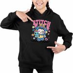 Fashion, accesorii si bijuterii - Copii - Imbracaminte copii - Pulovere si hanorace copii - Hanorac Copii Fete Labubu Stitch Stich, negru, marime XS Copii - Infinity.ro