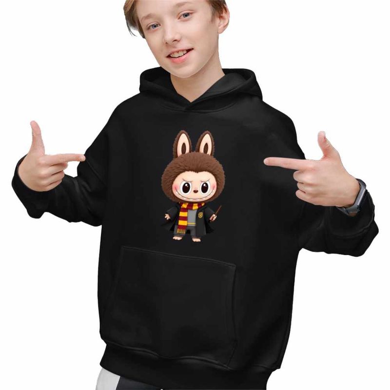 Fashion, accesorii si bijuterii - Copii - Imbracaminte copii - Pulovere si hanorace copii - Hanorac Copii Baieti Labubu Harry Potter Vrajitor, negru, marime XS Copii - Infinity.ro