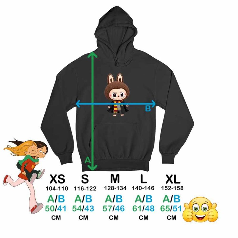 Fashion, accesorii si bijuterii - Copii - Imbracaminte copii - Pulovere si hanorace copii - Hanorac Copii Baieti Labubu Harry Potter Vrajitor, negru, marime XS Copii - Infinity.ro
