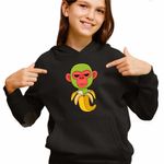 Fashion, accesorii si bijuterii - Copii - Imbracaminte copii - Pulovere si hanorace copii - Hanorac Copii Fete Cimpanzini Bananini Brainrot, negru, marime XS Copii - Infinity.ro