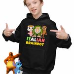 Fashion, accesorii si bijuterii - Copii - Imbracaminte copii - Pulovere si hanorace copii - Hanorac Copii Baieti Italian Patapim Sahur Ballerina Brainrot Brain Rot, negru, marime XS Copii - Infinity.ro