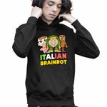 Fashion, accesorii si bijuterii - Copii - Imbracaminte copii - Pulovere si hanorace copii - Hanorac Copii Baieti Italian Patapim Sahur Ballerina Brainrot Brain Rot, negru, marime XS Copii - Infinity.ro