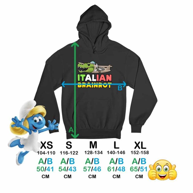 Fashion, accesorii si bijuterii - Copii - Imbracaminte copii - Pulovere si hanorace copii - Hanorac Copii Baieti Italian Bombardilo Crocodilo Brain Rot Brainrot, negru, marime XS Copii - Infinity.ro