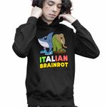 Fashion, accesorii si bijuterii - Copii - Imbracaminte copii - Pulovere si hanorace copii - Hanorac Copii Baieti Italian Tralelero Lirilira Brainrot Brain Rot, negru, marime XS Copii - Infinity.ro