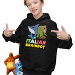 Fashion, accesorii si bijuterii - Copii - Imbracaminte copii - Pulovere si hanorace copii - Hanorac Copii Baieti Italian Tralelero Lirilira Brainrot Brain Rot, negru, marime XS Copii - Infinity.ro