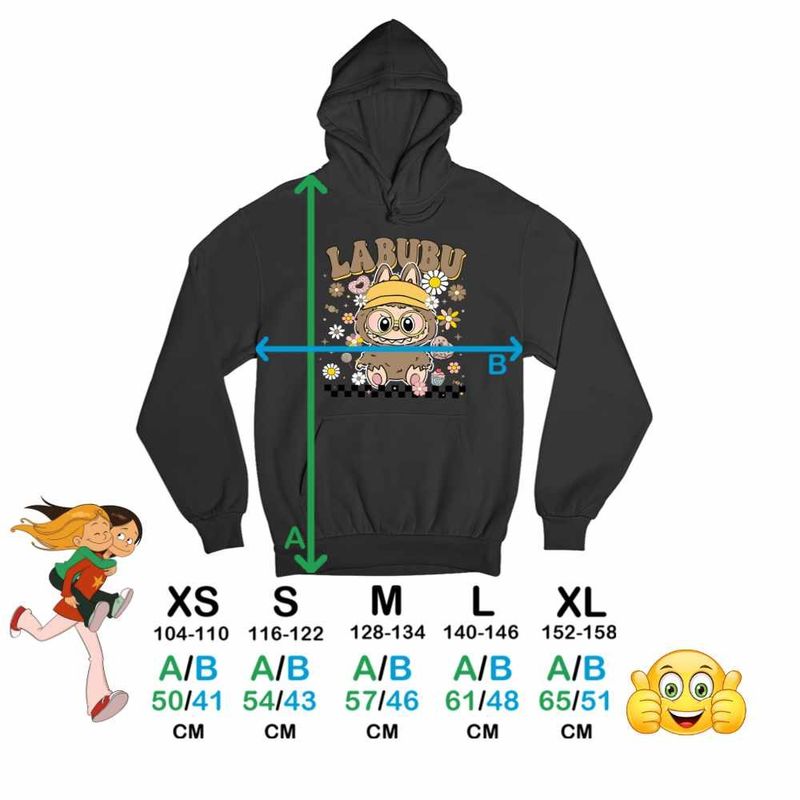Fashion, accesorii si bijuterii - Copii - Imbracaminte copii - Pulovere si hanorace copii - Hanorac Copii Fete Labubu Nerd Power, negru, marime XS Copii - Infinity.ro