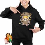 Fashion, accesorii si bijuterii - Copii - Imbracaminte copii - Pulovere si hanorace copii - Hanorac Copii Fete Labubu Nerd Power, negru, marime XS Copii - Infinity.ro
