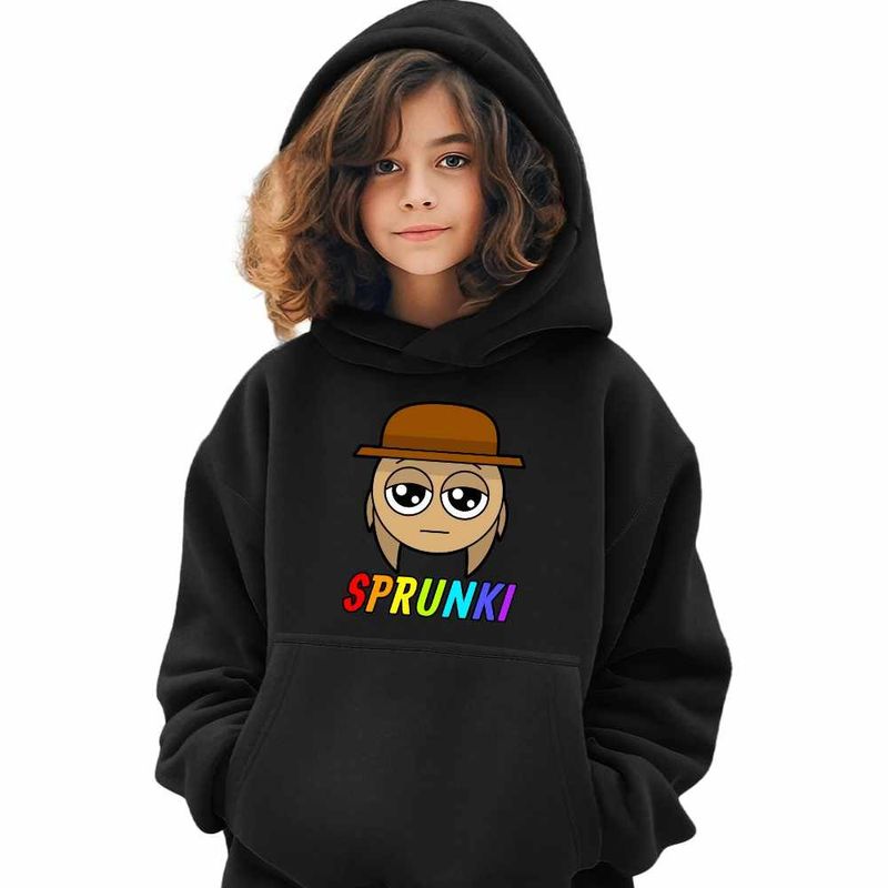 Fashion, accesorii si bijuterii - Copii - Imbracaminte copii - Pulovere si hanorace copii - Hanorac Copii Fete Sprunki Tunner Hat, negru, marime XS Copii - Infinity.ro