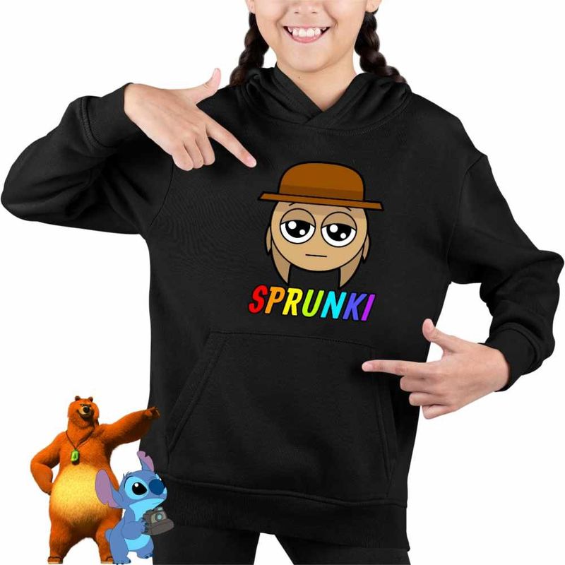 Fashion, accesorii si bijuterii - Copii - Imbracaminte copii - Pulovere si hanorace copii - Hanorac Copii Fete Sprunki Tunner Hat, negru, marime XS Copii - Infinity.ro