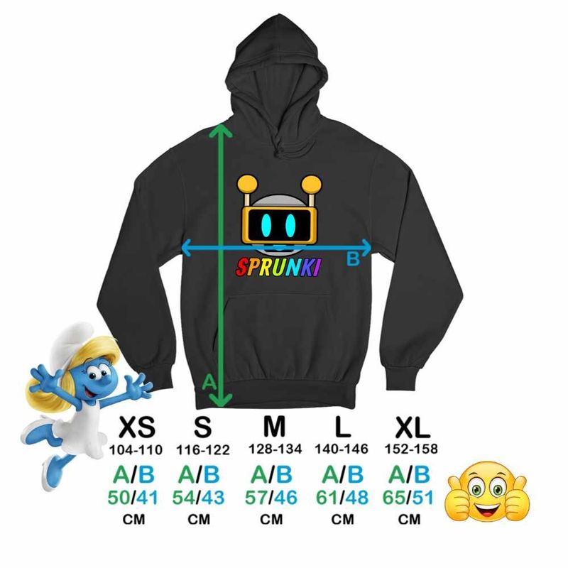 Fashion, accesorii si bijuterii - Copii - Imbracaminte copii - Pulovere si hanorace copii - Hanorac Copii Fete Sprunki Fun Bot Song Music Game, negru, marime XS Copii - Infinity.ro