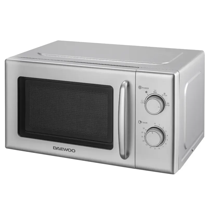 Electronice si Electrocasnice - Aragazuri, cuptoare si hote - Cuptoare - Cuptoare cu microunde - Cuptor cu microunde Daewoo KOR-6S20S-2, 700 W, 5 trepte, 20 l, 49.5 cm, 38 cm, 28.6 cm, 5 programe, Argintiu - Infinity.ro