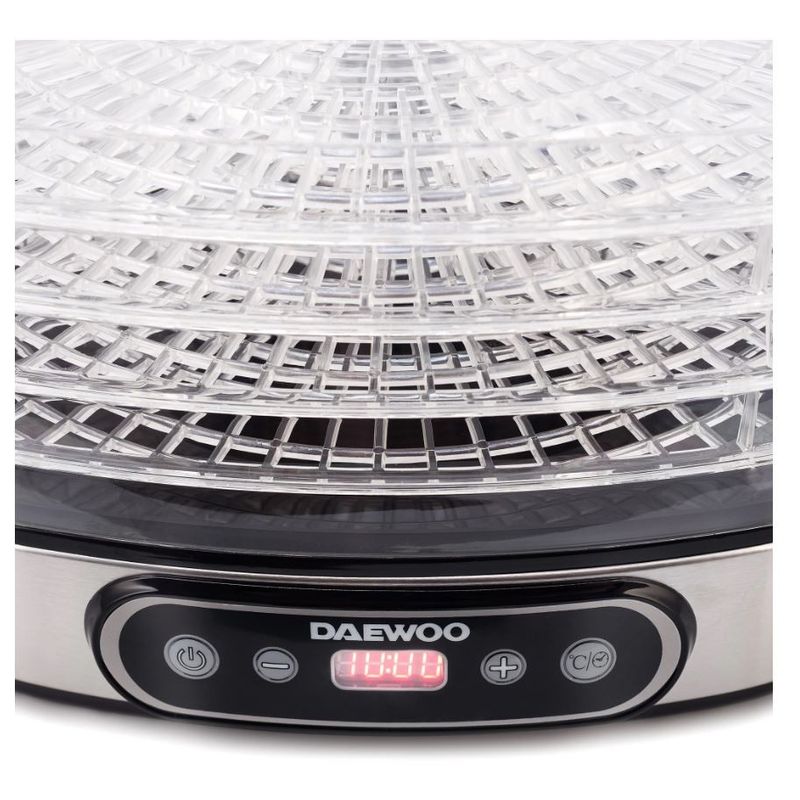 Electronice si Electrocasnice - Electrocasnice bucatarie - Aparate de gatit & desert - Deshidratoare - Deshidrator Daewoo DD500S, 500 W, 5 tavi, 35-70 interval temperatura celsius, termostat, temperatura reglabila, Inox - Infinity.ro