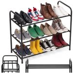 Casa si Gradina - Mobilier - Dulapuri si sifoniere - Dulapuri pantofi - Raft metalic pentru pantofi cu 3 niveluri, capacitate 15 kg, 66x28x53 cm, negru - Infinity.ro