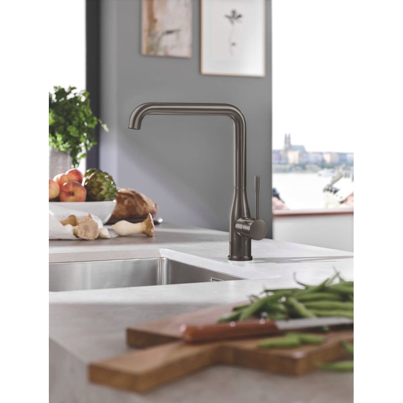 Casa si Gradina - Sanitare - Chiuveta bucatarie si accesorii - Baterii bucatarie - Baterie de bucatarie Grohe 30269AL0, Essence, 3/8'', inalta, tip L, mat, garfit - Infinity.ro