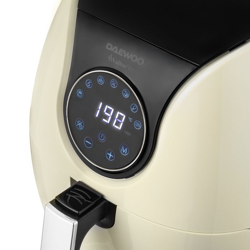 Electronice si Electrocasnice - Electrocasnice bucatarie - Aparate de gatit & desert - Friteuze - Friteuza cu aer cald Daewoo DAF2000, 1500 W, 3.6 l, 12 programe, 1 cosuri, 1 programe principale, Crem - Infinity.ro